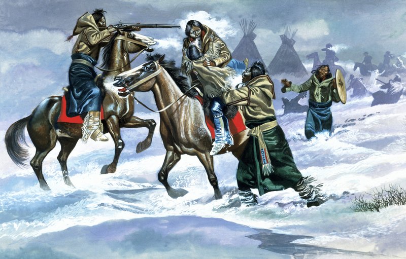 Índios na neve de Ron Embleton