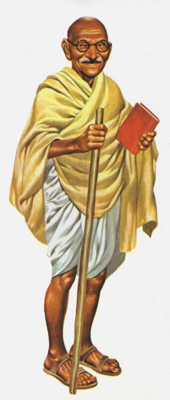 Mahatma Gandhi (litografia a cores) de Ron Embleton