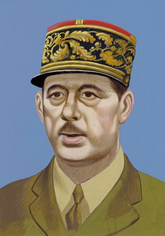 Retrato de Charles De Gaulle (guache sobre papel) de Ron Embleton