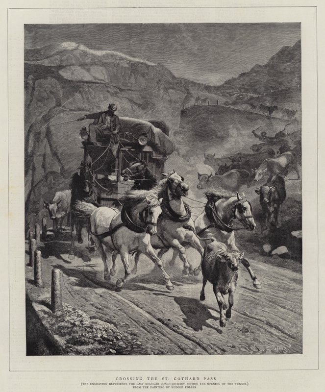 Atravessando o St Gothard Pass de Rudolf Johann Koller