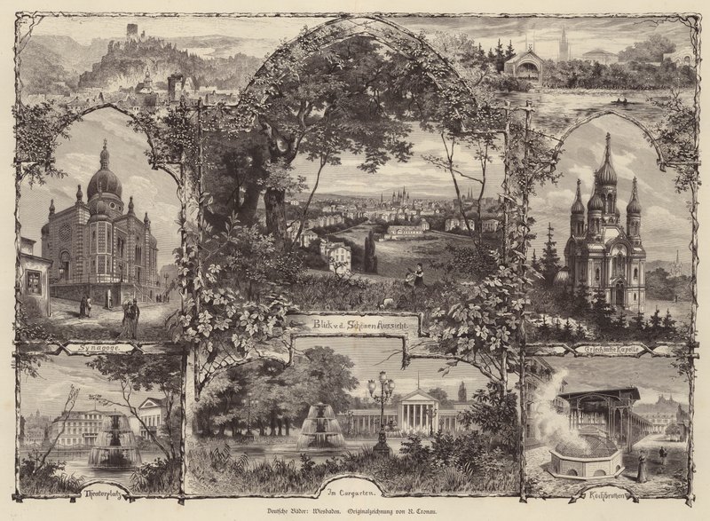 Cenas de Wiesbaden, Alemanha (gravura) de Rudolf (after) Cronau
