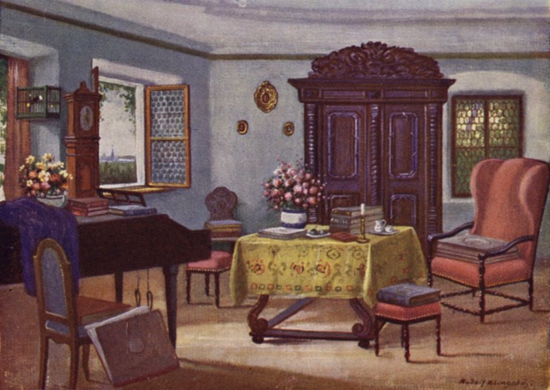 Quarto de Mozart no Kahlenberg (cor litho) de Rudolf Klingsbogl
