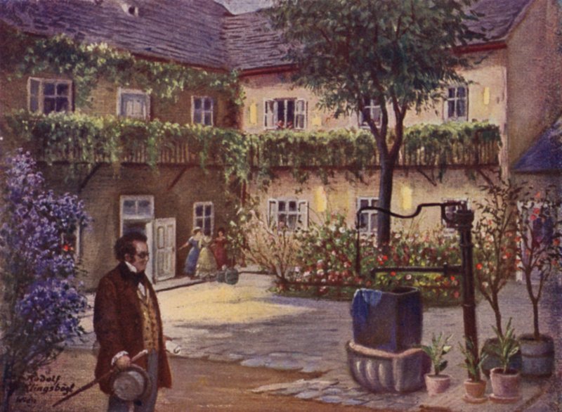 O "Dreimaderlhaus" (cor litho) de Rudolf Klingsbogl