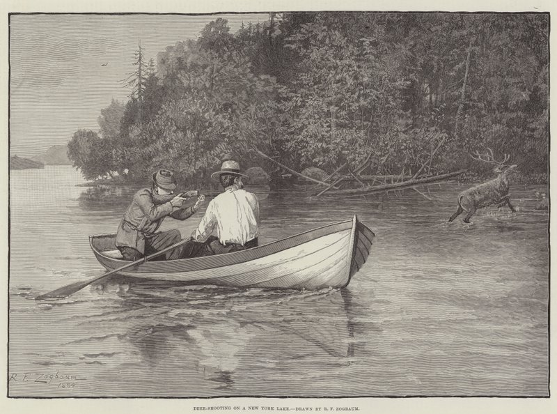 Deer-Shooting em um lago de Nova York de Rufus Fairchild Zogbaum
