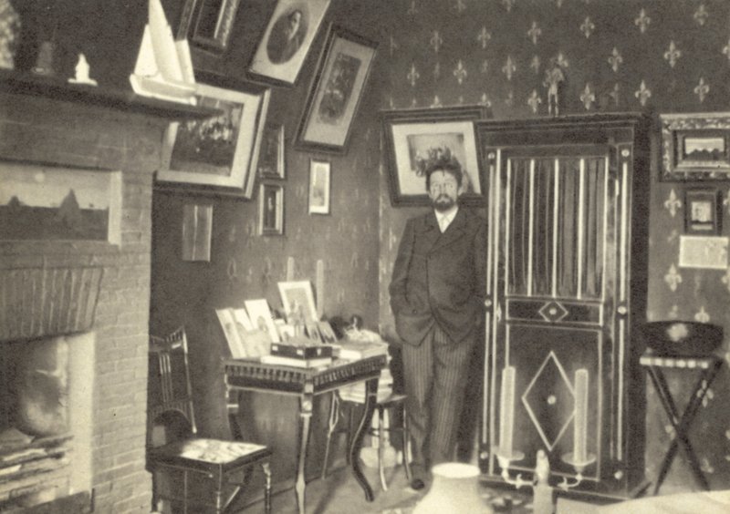 Anton Chekhov no seu estudo em Yalta, Crimeia. de Russian Photographer