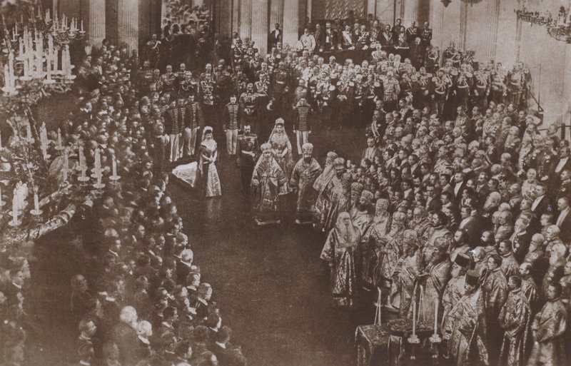 Coroação do Czar Nicolau II e da Czarina Alexandra da Rússia, Catedral de Uspensky, Moscovo de Russian Photographer