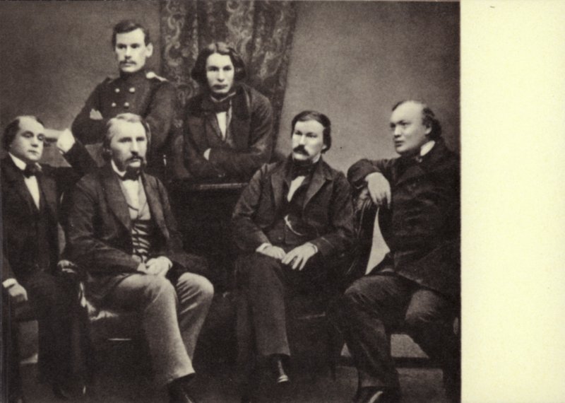 L N Tolstoi com escritores-contribuintes da revista "Sovremennik", Peterburg de Russian Photographer