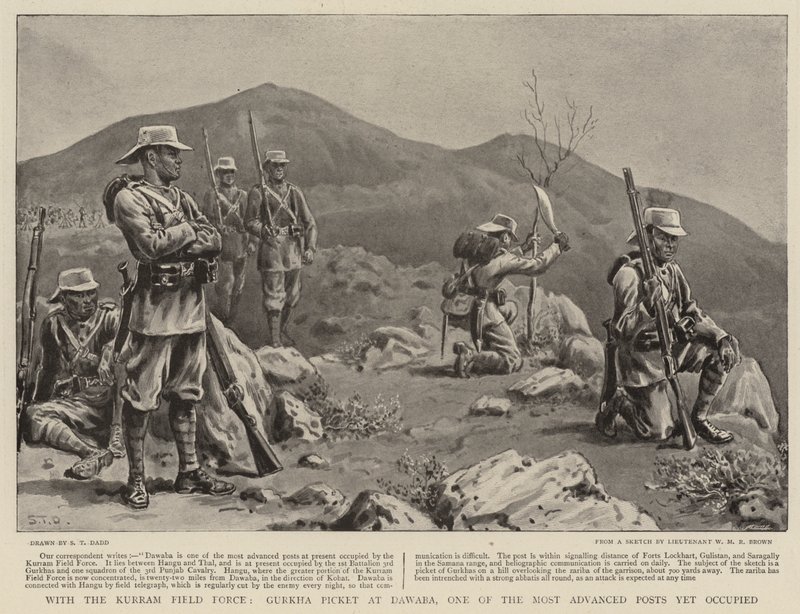 Com a Força de Campo de Kurram, Gurkha Picket no Dawaba, um dos postos mais avançados ainda ocupados de S.T. Dadd