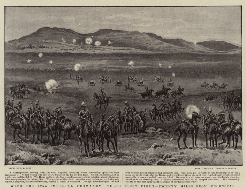Com o 62º Imperial Yeomanry, seu primeiro combate, a vinte milhas de Kroonstad de S.T. Dadd