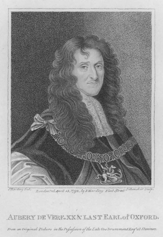 Aubery de Vere, XX e último Conde de Oxford (gravura) de S. (after) Harding
