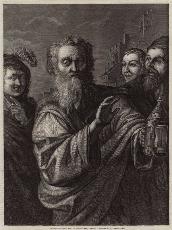 Diógenes procurando por um homem honesto de Salvator Rosa