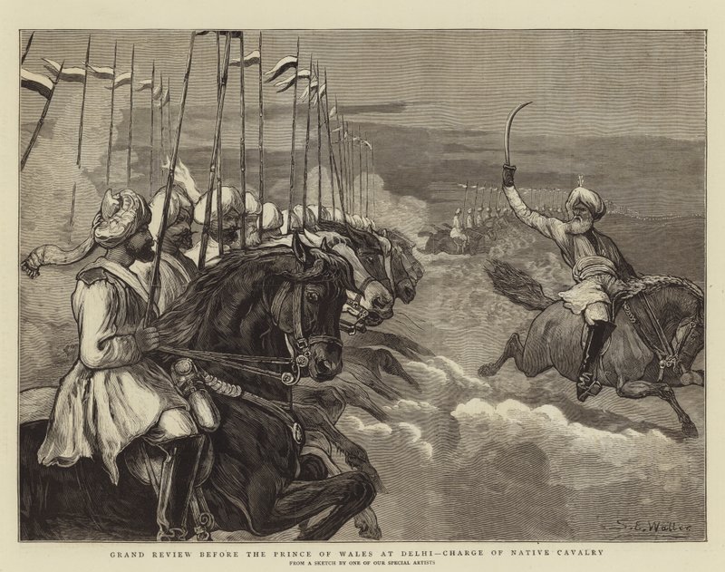 Grand Review antes do Príncipe de Gales em Delhi, Charge of Native Cavalry de Samuel Edmund Waller