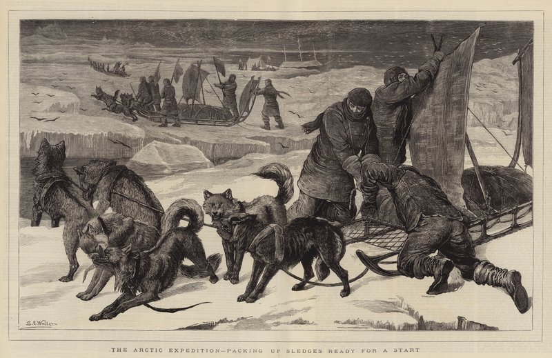 The Arctic Expedition, arrumando trenós prontos para um começo de Samuel Edmund Waller