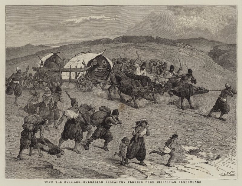 Com os russos, camponeses búlgaros fugindo dos irregulares circassianos de Samuel Edmund Waller