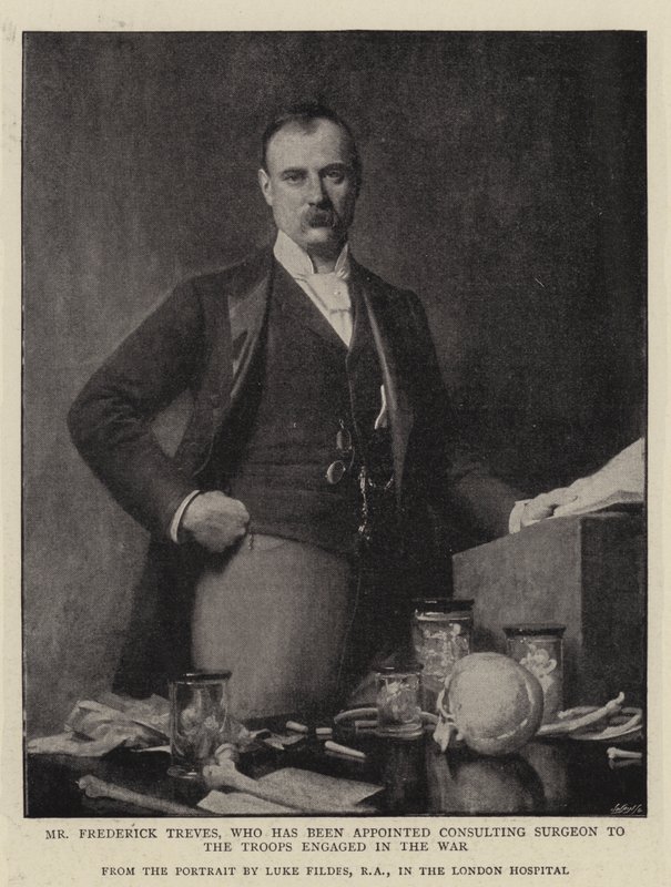 Frederick Treves, nomeado cirurgião consultor das tropas envolvidas na guerra de Samuel Luke Fildes