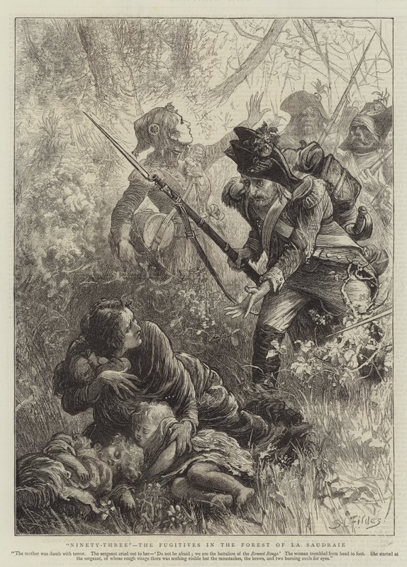 Noventa e três, os fugitivos na floresta de La Saudraie de Samuel Luke Fildes