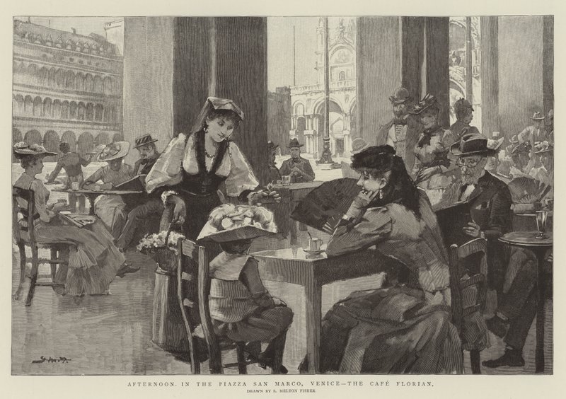 Tarde na Piazza San Marco, Veneza, o Café Florian de Samuel Melton Fisher
