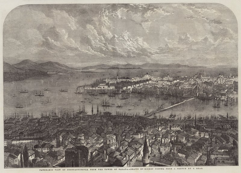 Vista panorâmica de Constantinopla, da Torre de Galata de Samuel Read