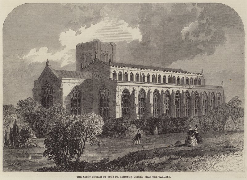 A, igreja abadia, de, bury, st, Edmunds, visto, de, a, jardins de Samuel Read