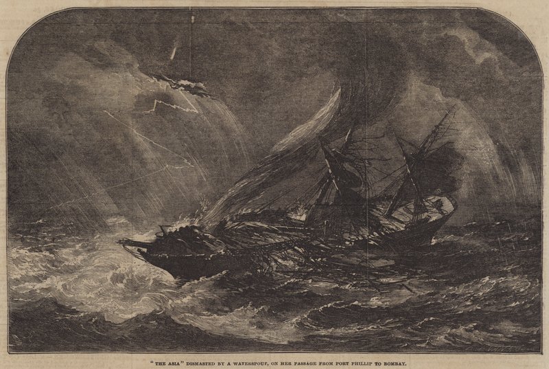 A Ásia desmantelada por um Waterspout, em sua passagem de Port Phillip para Bombay de Samuel Read