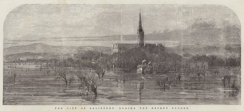 A cidade de Salisbury durante as recentes inundações de Samuel Read