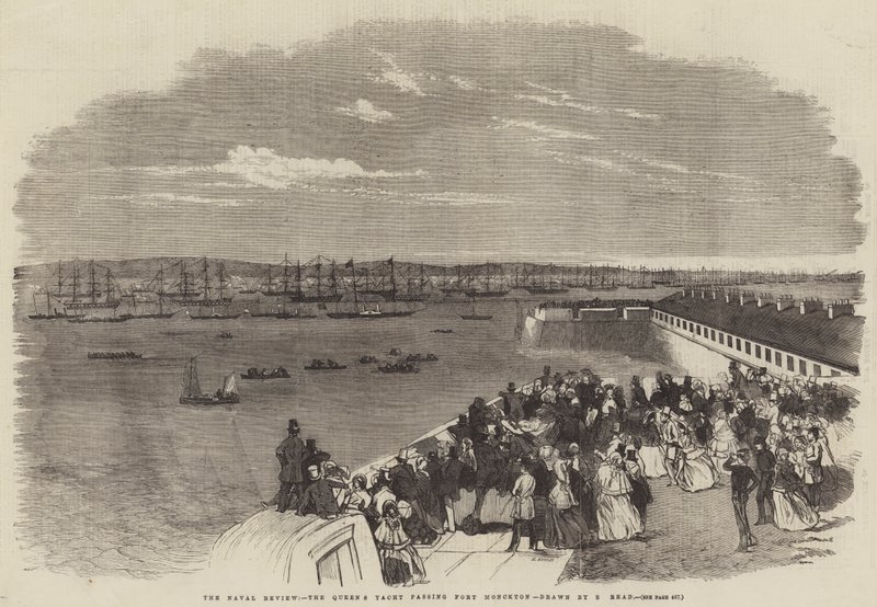 The Naval Review, o iate da rainha passando por Fort Monckton de Samuel Read
