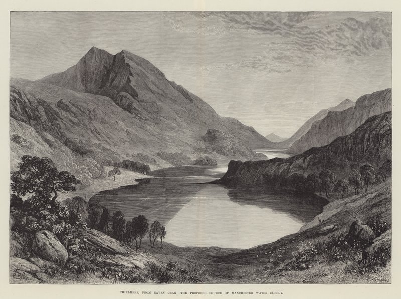 Thirlmere, de Raven Crag; a fonte proposta de abastecimento de água de Manchester de Samuel Read