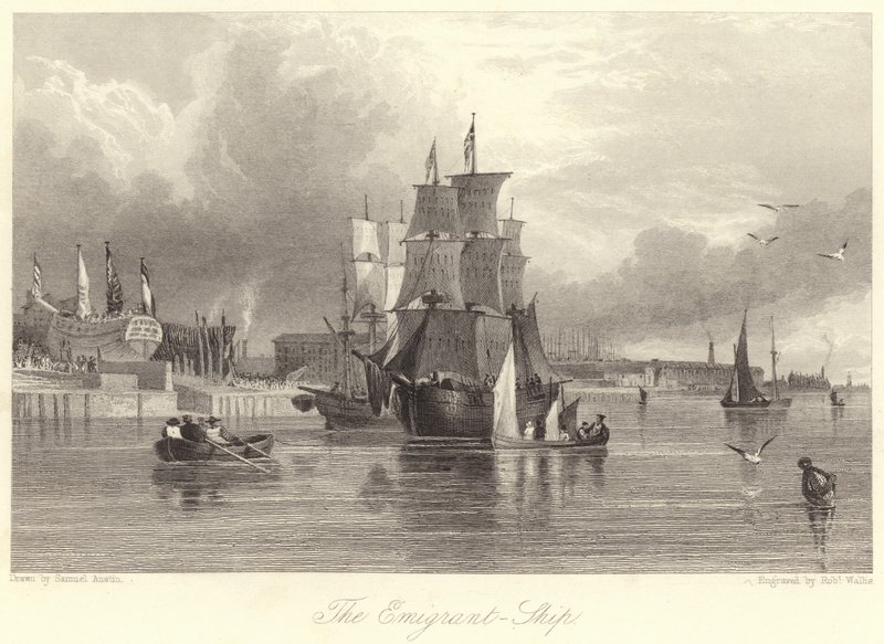 O Emigrante, Navio (gravura) de Samuel (after) Austin