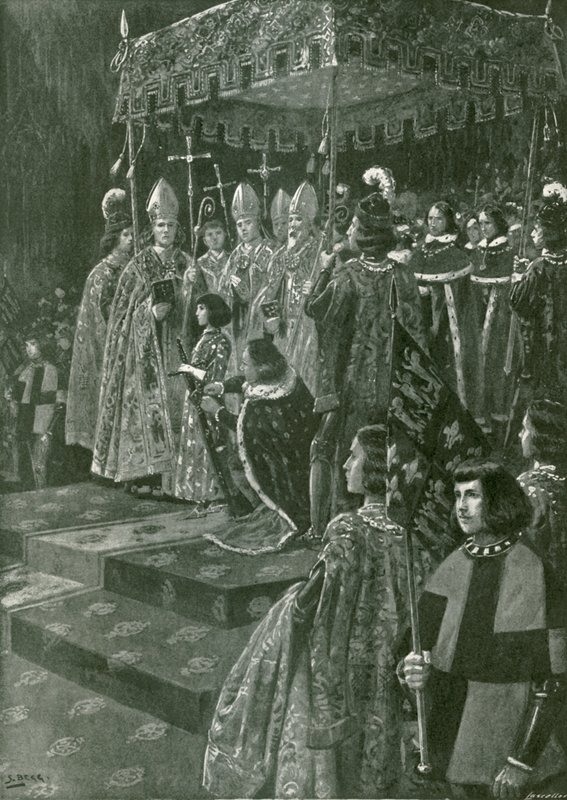 A apresentação das esporas e da espada na coroação de Henrique VI (litografia) de Samuel (after) Begg