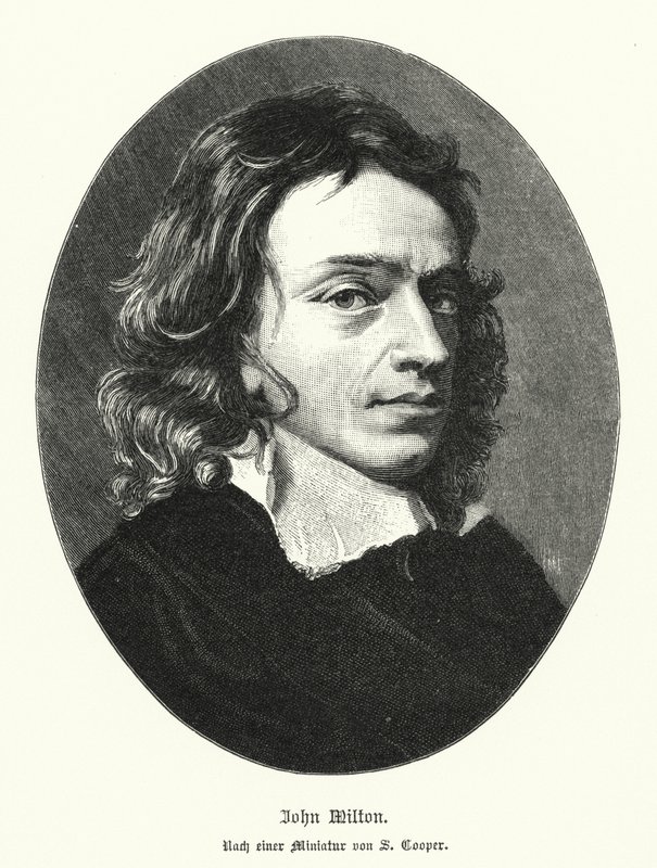 John Milton, poeta inglês (litho) de Samuel (after) Cooper