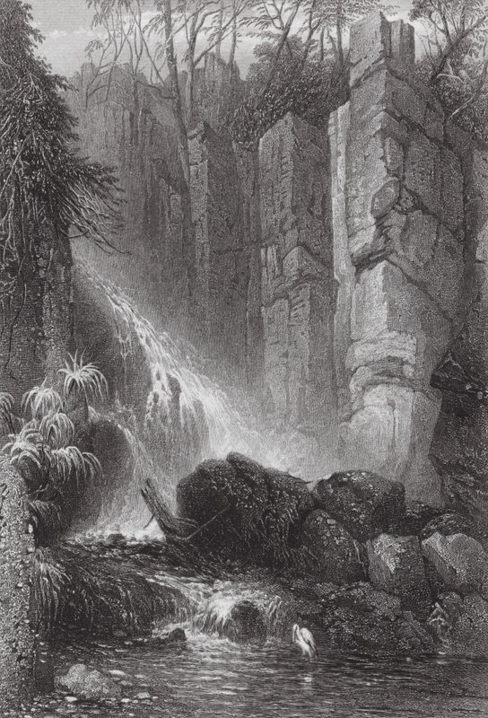 Austrália: Cataract Gle, Monte Wellington, Tasmânia (gravura) de Samuel (after) Prout