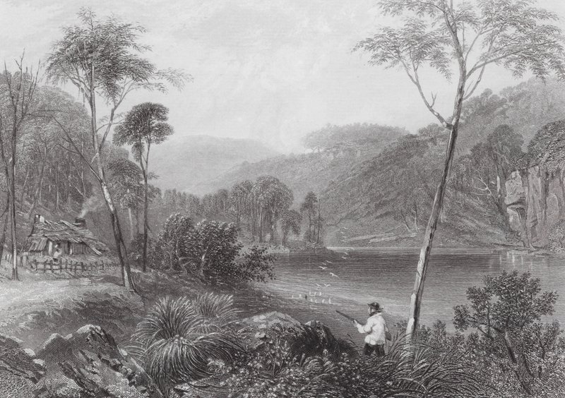 Austrália: Fairlight Glen, no Warragamba (gravura) de Samuel (after) Prout