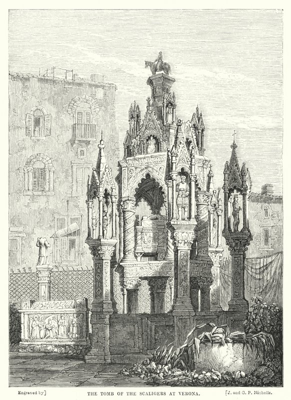 O Túmulo dos Scaligers em Verona (gravura) de Samuel (after) Prout