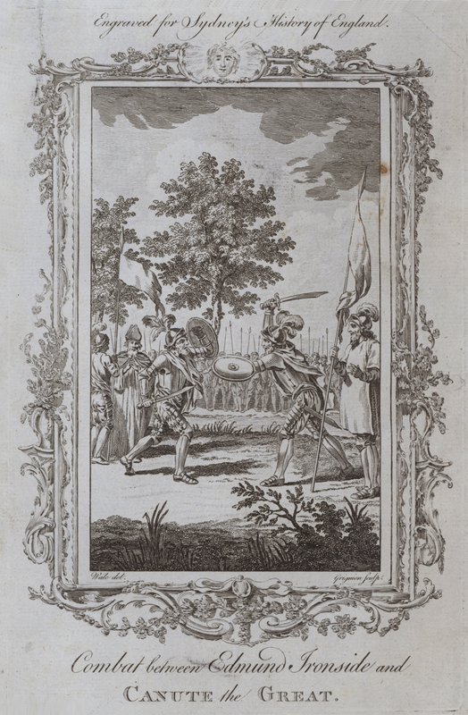 Combate entre Edmund Ironside e Canute the Great (gravura) de Samuel (after) Wale