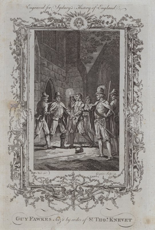 Guy Fawkes Apreendido por ordem de Sir Thomas Knevet (gravura) de Samuel (after) Wale