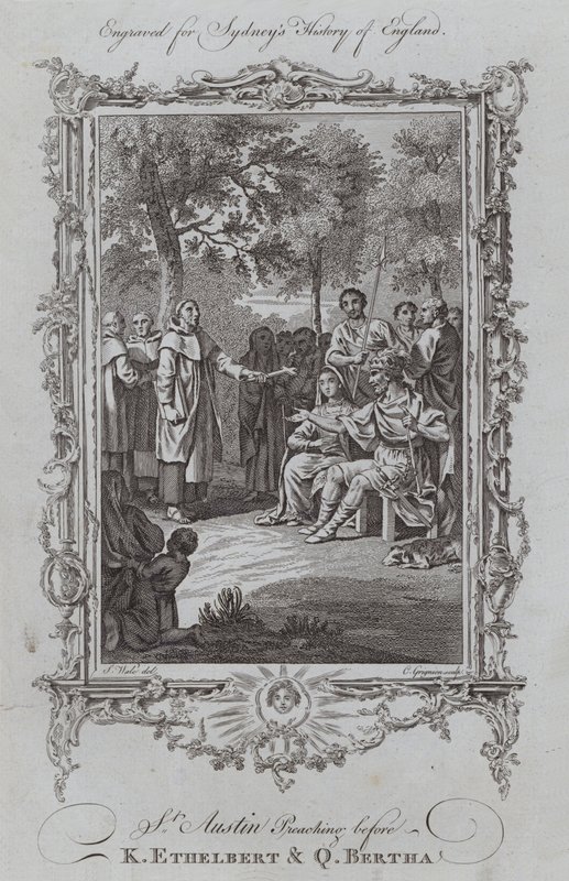 Pregação de Santo Austin perante K Ethelbert e Q Bertha (gravura) de Samuel (after) Wale