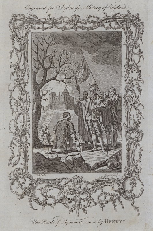 A Batalha de Agincourt nomeada por Henrique V (gravura) de Samuel (after) Wale