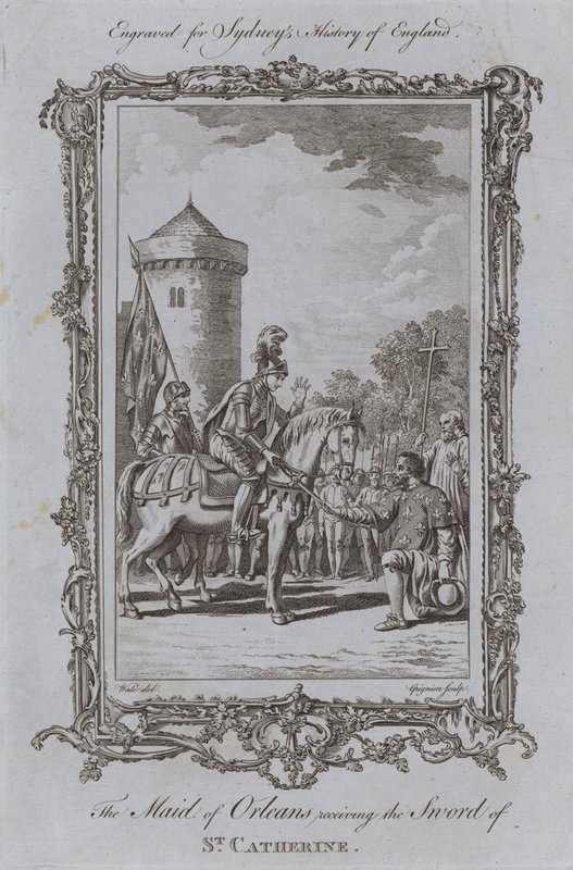 A Dama de Orleães recebendo a Espada de Santa Catarina (gravura) de Samuel (after) Wale