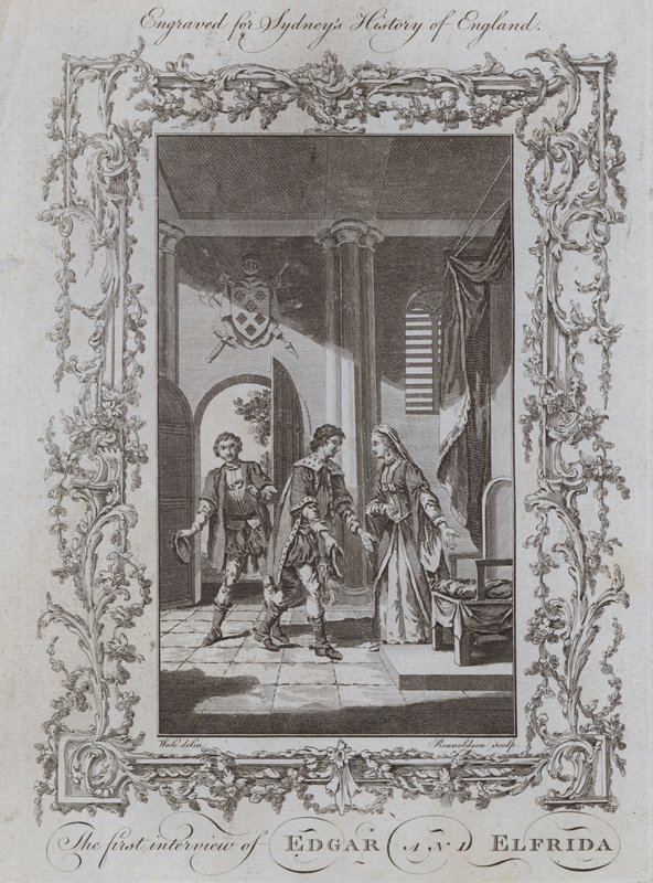 A primeira entrevista de Edgar e Elfrida (gravura) de Samuel (after) Wale