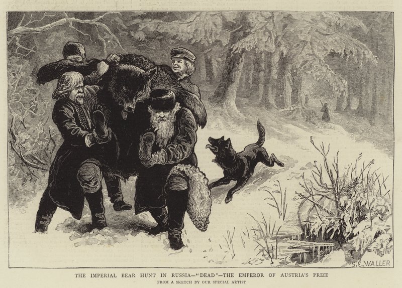 A caça ao urso imperial na Rússia, morto, o imperador do prêmio da Áustria de Samuel Edmund Waller