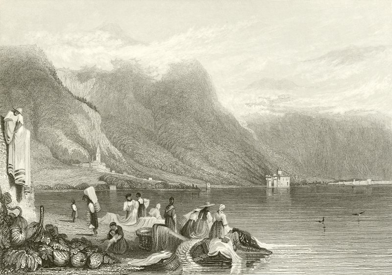 Castelo, de, Chillon, lago, de, genebra, suíça de Samuel Prout