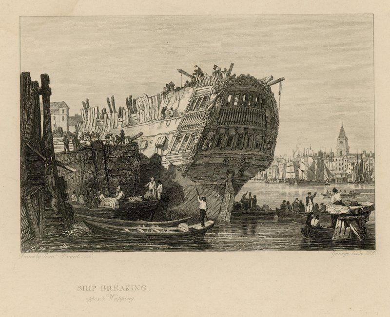 Navio quebrando em frente Wapping de Samuel Prout