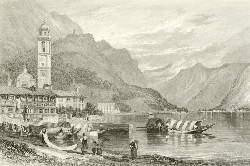 O lago de como, itália de Samuel Prout