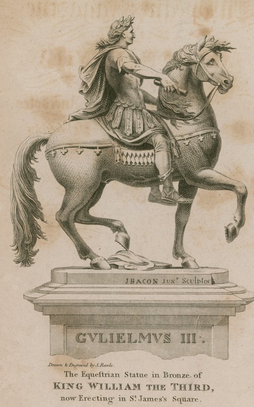 Estátua, de, rei, william, a, terceiro, agora, erigindo, em, st, james, quadrado, londres de Samuel Rawle
