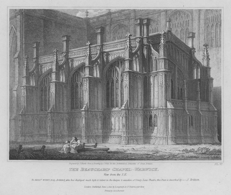 A Capela Beauchamp, Igreja de Santa Maria, Warwick (gravura) de Samuel Rawle
