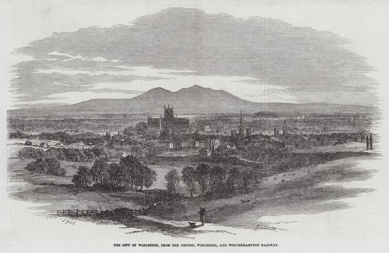 A cidade de Worcester, da ferrovia de Oxford, Worcester e Wolverhampton de Samuel Read