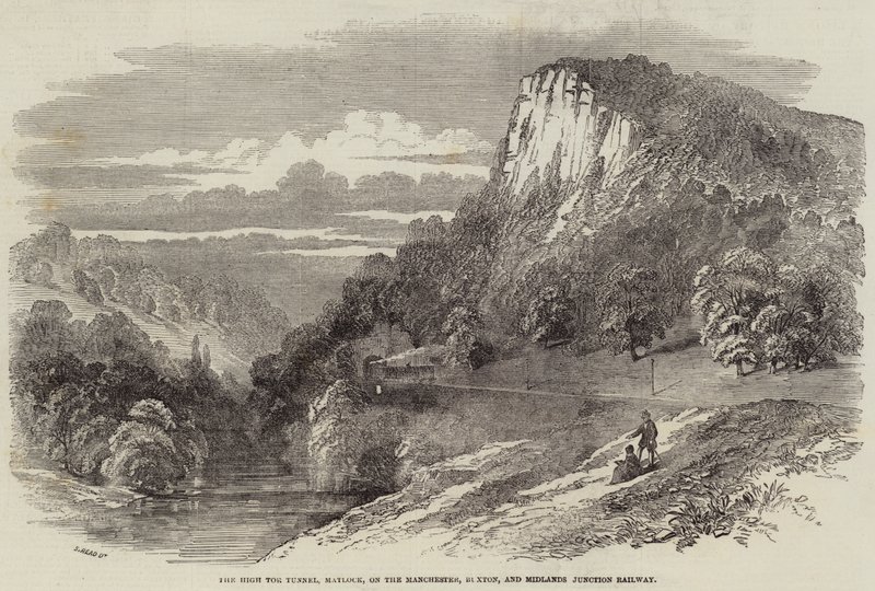 O túnel do alto Tor, Matlock, na ferrovia de junção de Manchester, Buxton e Midlands de Samuel Read
