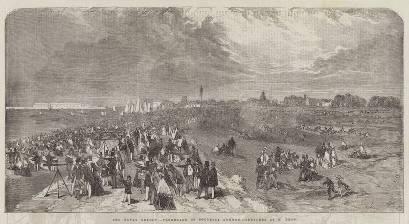 A revisão naval, passeio na terra comum de Southsea de Samuel Read