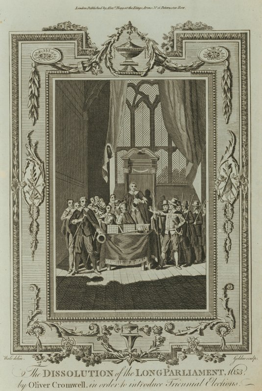 A dissolução do Long Parliament 1653 por Oliver Cromwell (gravura) de Samuel Wale
