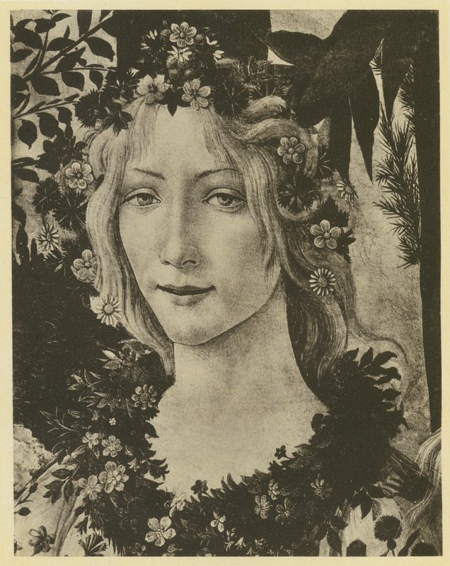 Botticelli: Primavera, Detalhe (foto p/b) de Sandro (after) Botticelli